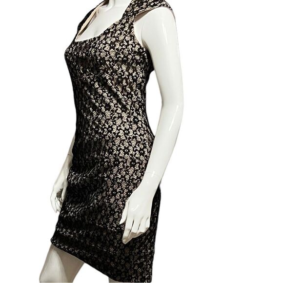 Sangria Mini Black Dress Lace Square Neckline size for 4 - Picture 1 of 13